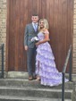 Ball Gown V-neck Sequin Ruffle Tiered Prom Dresses