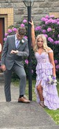 Ball Gown V-neck Sequin Ruffle Tiered Prom Dresses