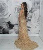 Sheath/Column V-neck Sparkly Sequin Prom Dresses With Feather