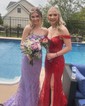 Mermaid Off-the-shoulder Sparkly Sequin Prom Dresses With Appliques