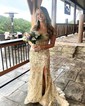 Mermaid Off-the-shoulder Sparkly Sequin Prom Dresses With Appliques