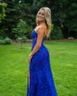Mermaid Strapless Lace Tulle Prom Dresses With Appliques