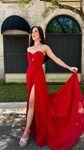 A-line Strapless Chiffon Pleated Cut Out Prom Dresses