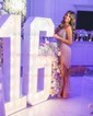Sheath/Column Strapless Sparkly Sequin Prom Dresses With Beading