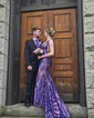 Mermaid V-neck Backless Sparkly Sequin Prom Dresses