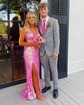 Sheath/Column V-neck Backless Sparkly Sequin Prom Dresses