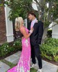 Sheath/Column V-neck Backless Sparkly Sequin Prom Dresses