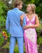 Sheath/Column V-neck Backless Sparkly Sequin Prom Dresses