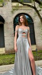 Sparkly A-line Sweetheart Metallic Prom Dresses With Ruched