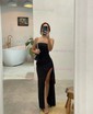 Elegant Black Stretch Crepe Bodycon Ruffle Formal Dresses