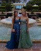 Ball Gown Strapless Tulle Prom Dresses With Appliques