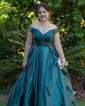Ball Gown Off-the-shoulder Tulle Prom Dresses With Ruched