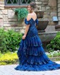 Sheath/Column Off-the-shoulder Sequin Tiered Prom Dresses