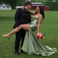 Unique Sheath/Column Satin Sweetheart Ruched Split Prom Dresses