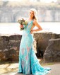 Mermaid V-neck Backless Sparkly Sequin Prom Dresses