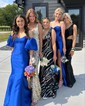 Sheath/Column V-neck Backless Sparkly Sequin Prom Dresses
