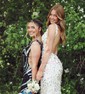 Sheath/Column V-neck Backless Sparkly Sequin Prom Dresses