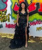 Ball Gown Off-the-shoulder Tulle Tiered Prom Dresses With Appliques