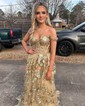 Ball Gown Off-the-shoulder Tulle Tiered Prom Dresses With Appliques