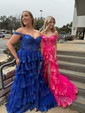 Ball Gown Off-the-shoulder Sequin Tiered Prom Dresses