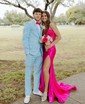 Mermaid Strapless Satin Cut Out Prom Dresses With Ruched