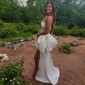 Mermaid Stretch Crepe Strapless Prom Dresses With Split