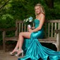 Sheath/Column Strapless Satin Cut Out Prom Dresses With Appliques