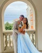 Ball Gown Strapless Tulle Tiered Prom Dresses With Appliques