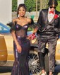 Mermaid Off-the-shoulder Sparkly Sequin Prom Dresses With Feather