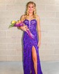 Sheath/Column V-neck Sparkly Sequin Prom Dresses