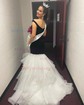 Mermaid Off-the-shoulder Velvet Tulle Ruffle Tiered Prom Dresses