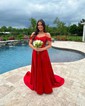 A-line Sweetheart Satin Prom Dresses With Appliques