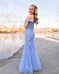 Mermaid Off-the-shoulder Tulle Prom Dresses With Appliques
