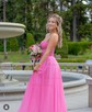 A-line Strapless Chiffon Corset Prom Dresses With Appliques
