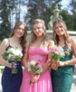 A-line Strapless Chiffon Corset Prom Dresses With Appliques