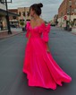 Ball Gown Off-the-shoulder Taffeta Corset Prom Dresses With Bow