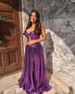 Sparkly A-line Strapless Metallic Prom Dresses With Ruched