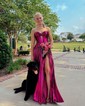 Sparkly A-line Strapless Metallic Prom Dresses With Ruched