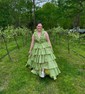 Ball Gown Halter Taffeta Backless Ruffle Tiered Prom Dresses