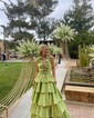 Ball Gown Halter Taffeta Backless Ruffle Tiered Prom Dresses