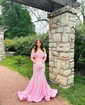 Mermaid Sweetheart Ruched Satin Prom Dresses With Beading