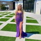 Sheath/Column Strapless Sparkly Sequin Prom Dresses With Beading
