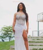 Sheath/Column Strapless Sparkly Sequin Prom Dresses With Beading