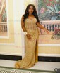 Sheath/Column Strapless Sparkly Sequin Prom Dresses With Beading
