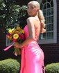 Sheath/Column V-neck Satin Corset Prom Dresses With Bow