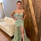 Mermaid Sweetheart Tulle Corset Prom Dresses With Appliques