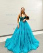 Ball Gown Sweetheart Tulle Puff Sleeve Corset Prom Dresses
