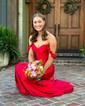 Sheath/Column Off-the-shoulder Satin Corset Prom Dresses