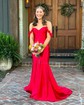 Sheath/Column Off-the-shoulder Satin Corset Prom Dresses