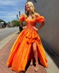 Ball Gown Off-the-shoulder Satin Prom Dresses With Ruched